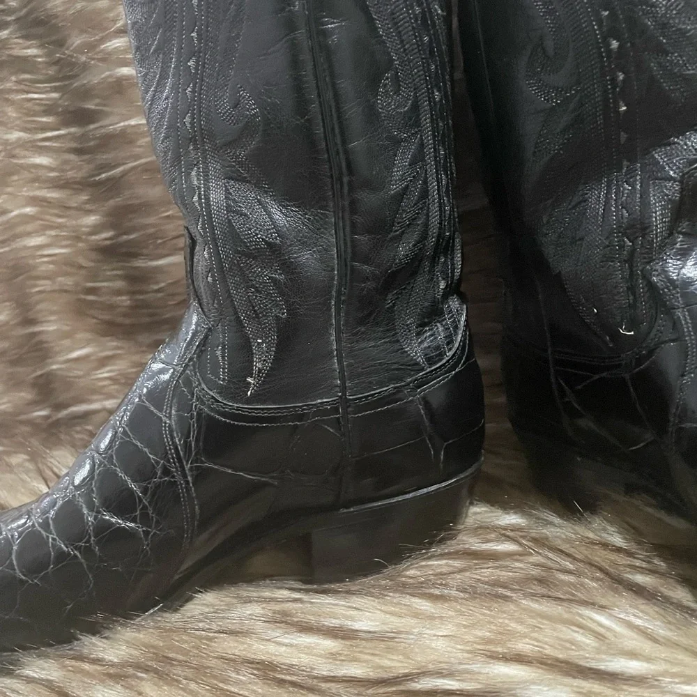 Vintage Dan Post Black Cowboy Boots - Picture 3 of 8